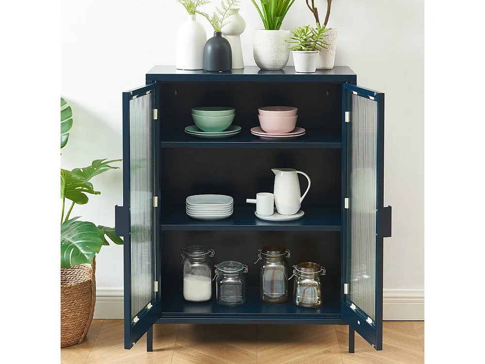 Nino - Buffet 2 portes en métal PANTONE L75cm - Bleu nuit