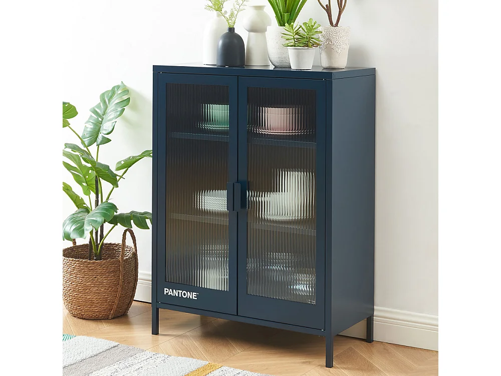 Nino - Buffet 2 portes en métal PANTONE L75cm - Bleu nuit