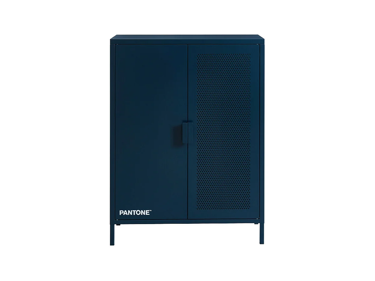 Nino - Buffet haut 2 portes en métal PANTONE H100cm - Bleu nuit