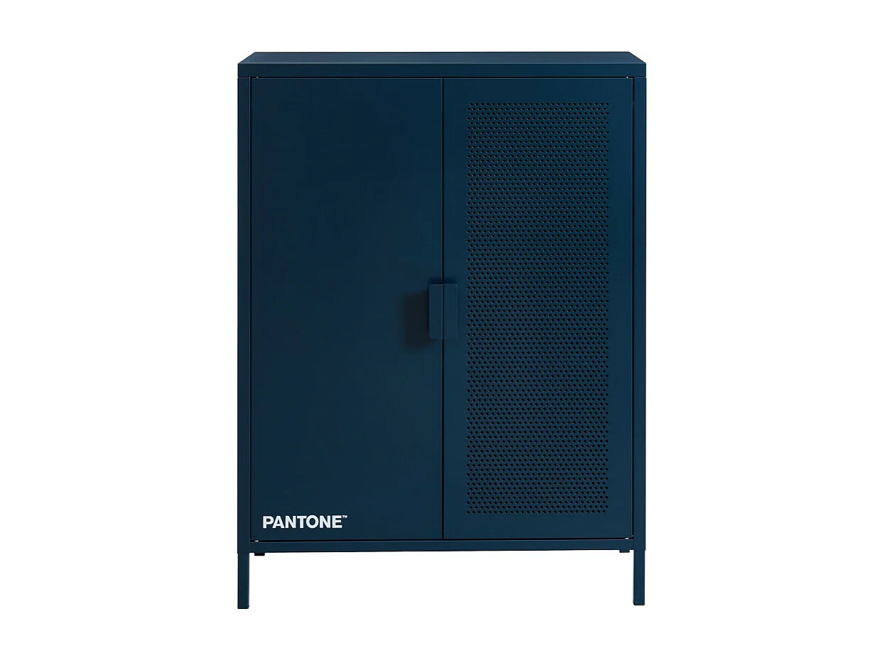 Nino - Buffet haut 2 portes en métal PANTONE H100cm - Bleu nuit