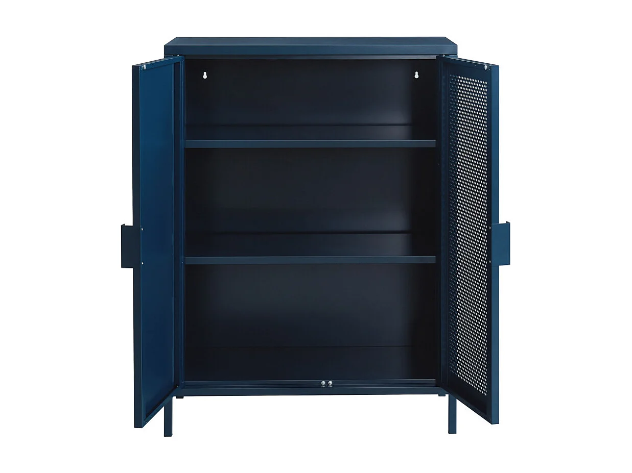 Nino - Buffet haut 2 portes en métal PANTONE H100cm - Bleu nuit