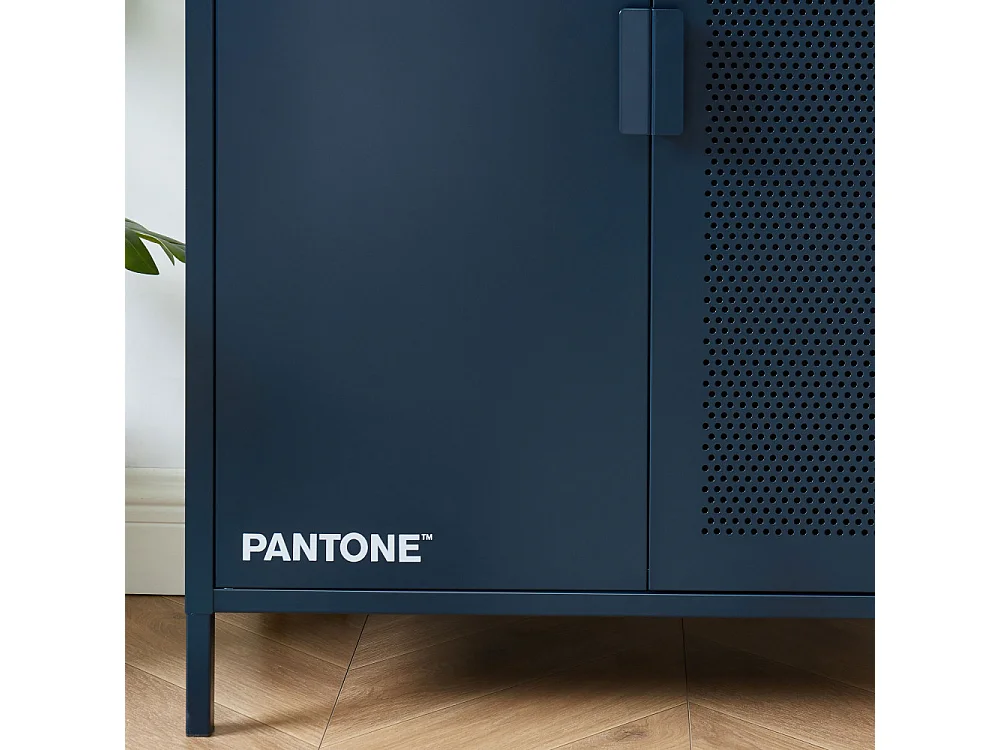 Nino - Buffet haut 2 portes en métal PANTONE H100cm - Bleu nuit