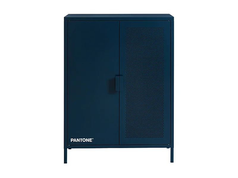 Nino - Buffet haut 2 portes en métal PANTONE H100cm - Bleu nuit