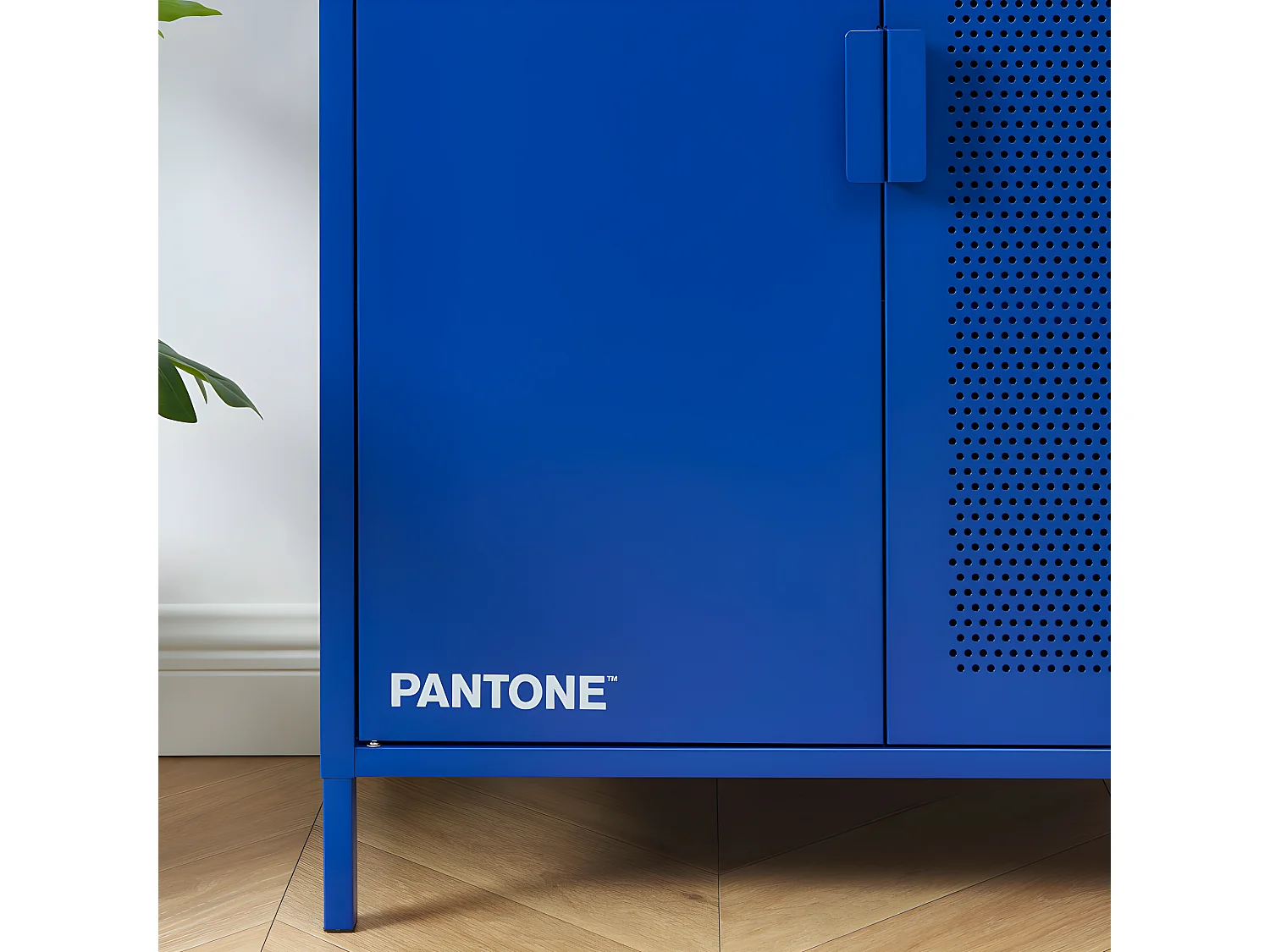 Nino - Buffet haut 2 portes en métal PANTONE H100cm - Bleu électrique