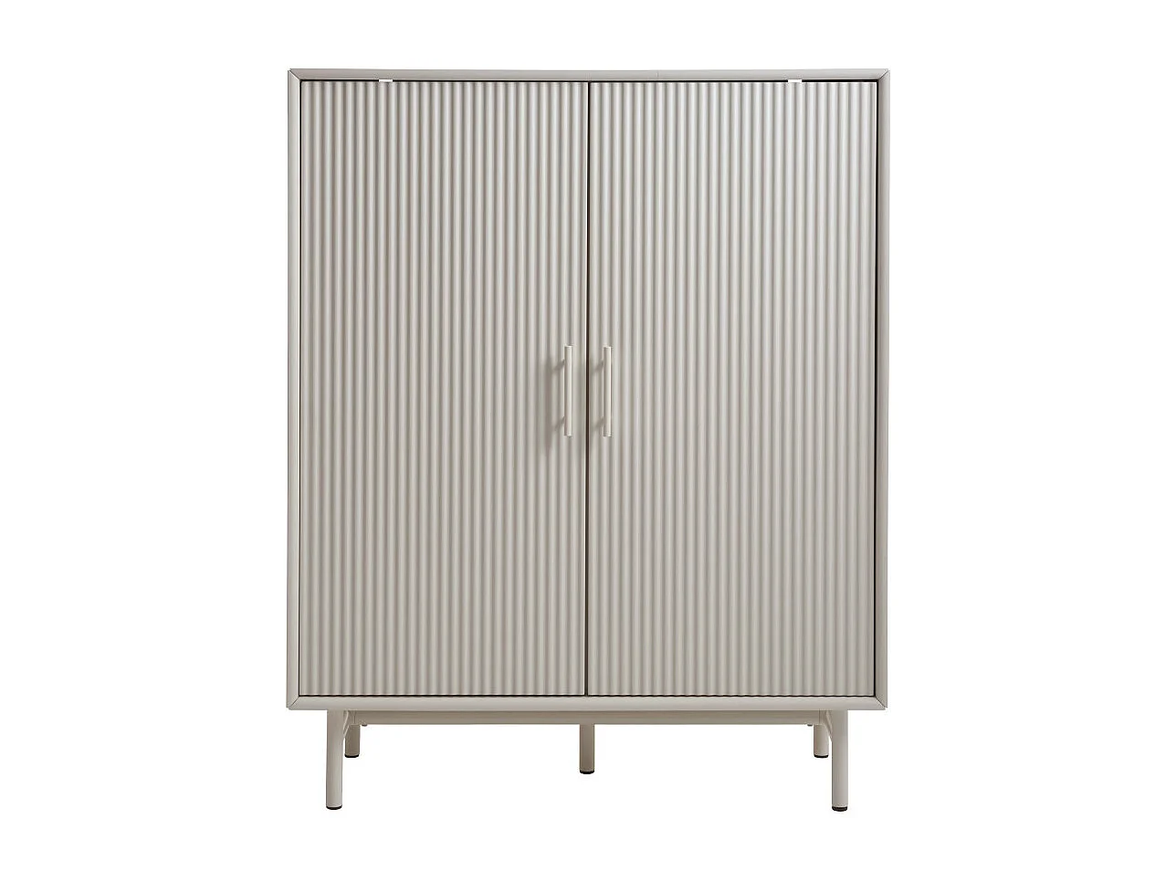 Jura - Buffet haut 2 portes en bois et métal H125cm - Grège