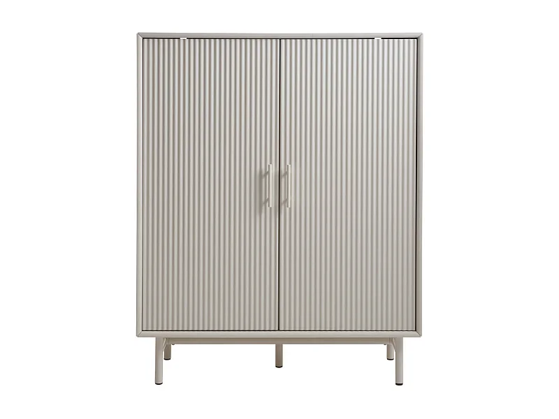 Jura - Buffet haut 2 portes en bois et métal H125cm - Grège