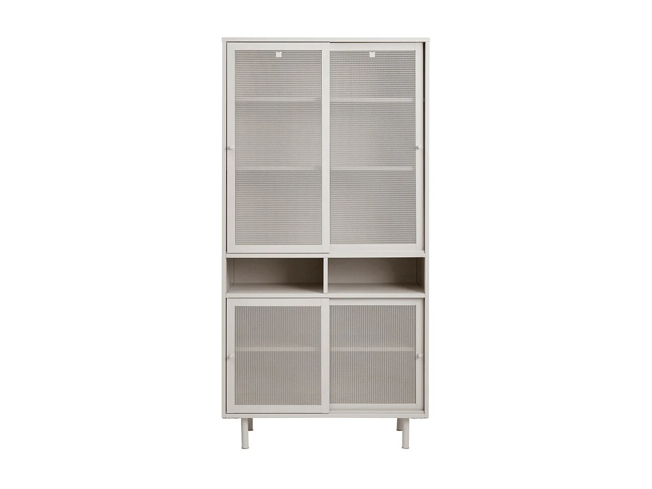 Kiso - Vaisselier 4 portes, 2 niches en métal H180cm - Grège