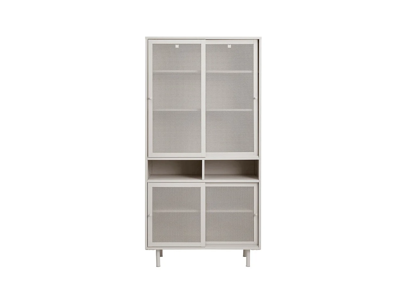 Kiso - Vaisselier 4 portes, 2 niches en métal H180cm - Grège
