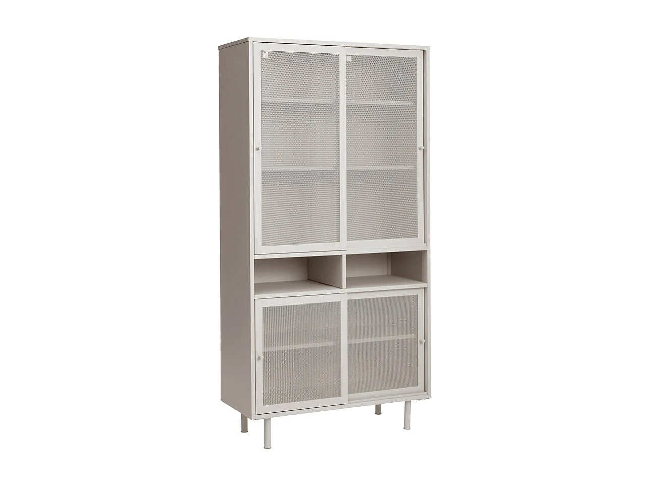 Kiso - Vaisselier 4 portes, 2 niches en métal H180cm - Grège