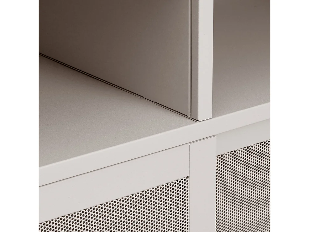 Kiso - Vaisselier 4 portes, 2 niches en métal H180cm - Grège