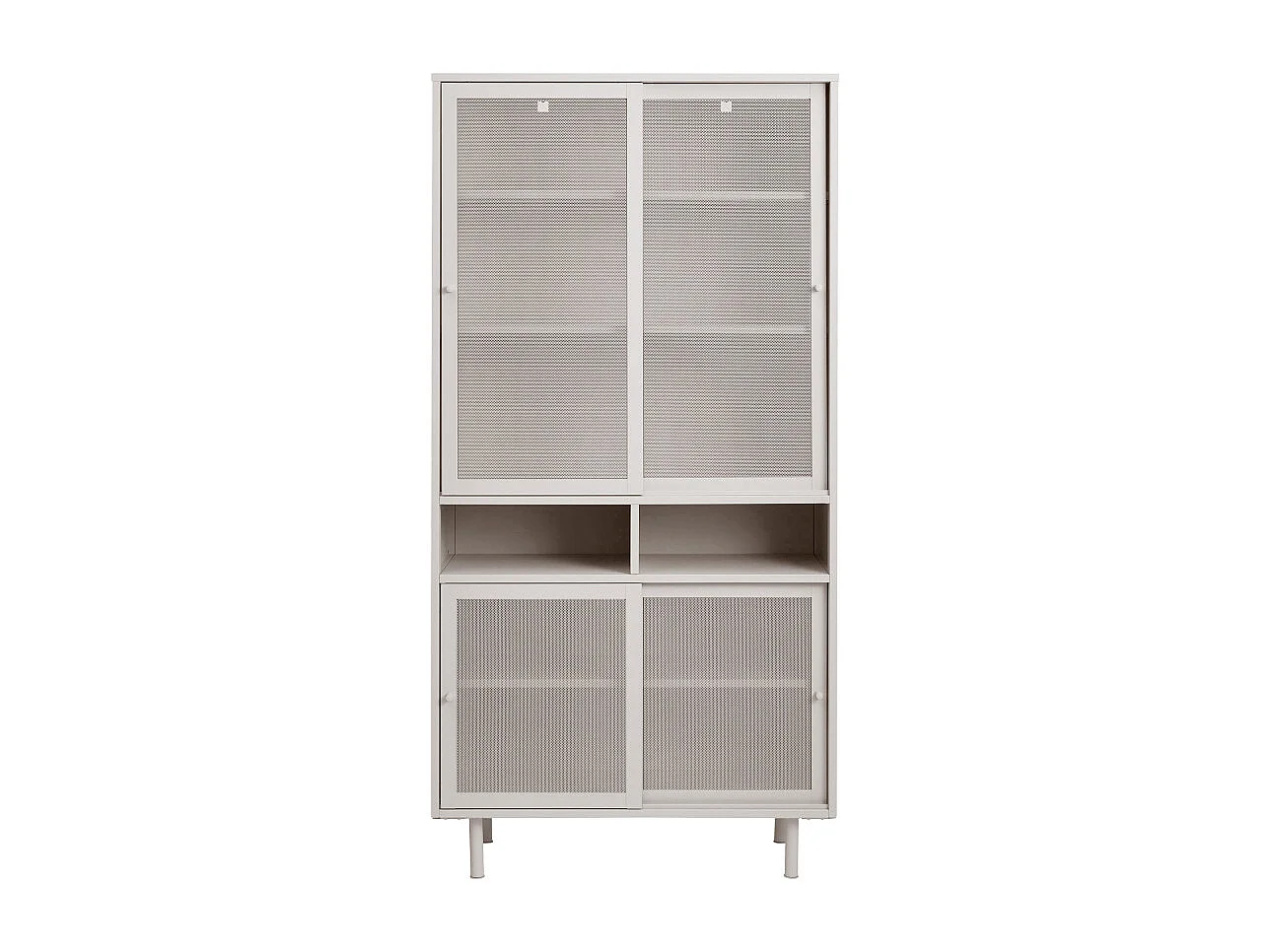 Kiso - Vaisselier 4 portes, 2 niches en métal H180cm - Grège