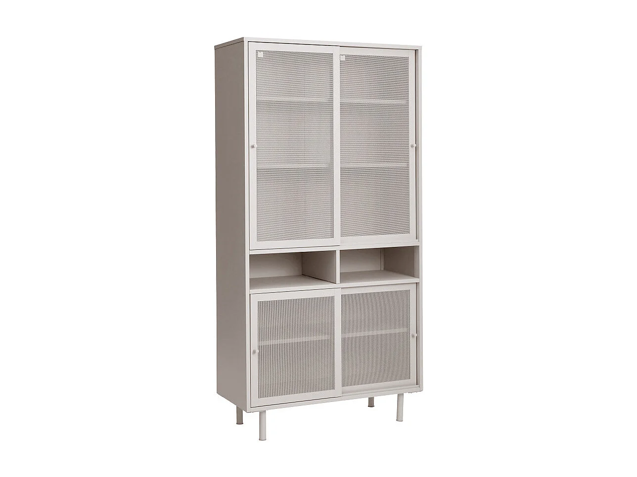 Kiso - Vaisselier 4 portes, 2 niches en métal H180cm - Grège