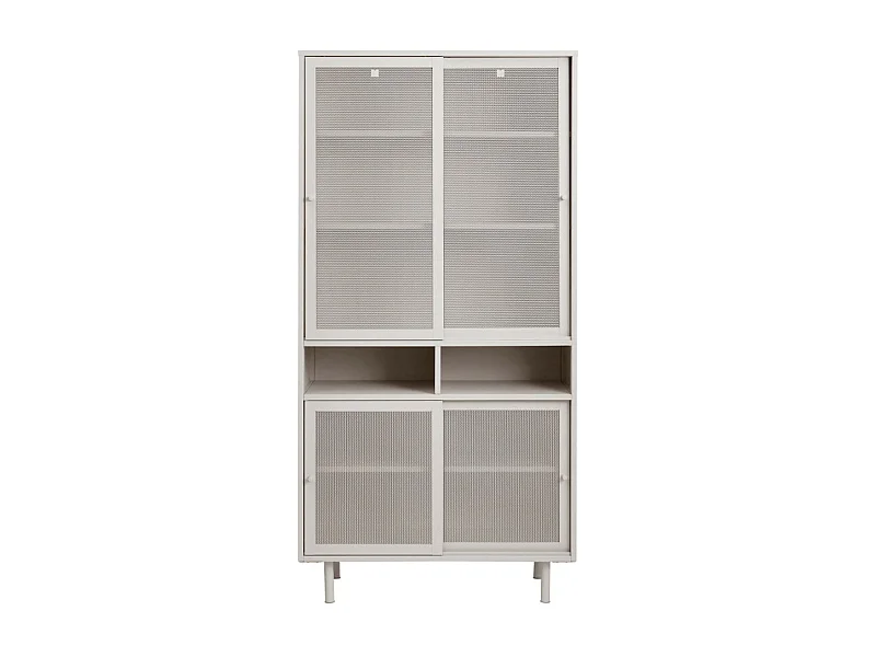 Kiso - Vaisselier 4 portes, 2 niches en métal H180cm - Grège