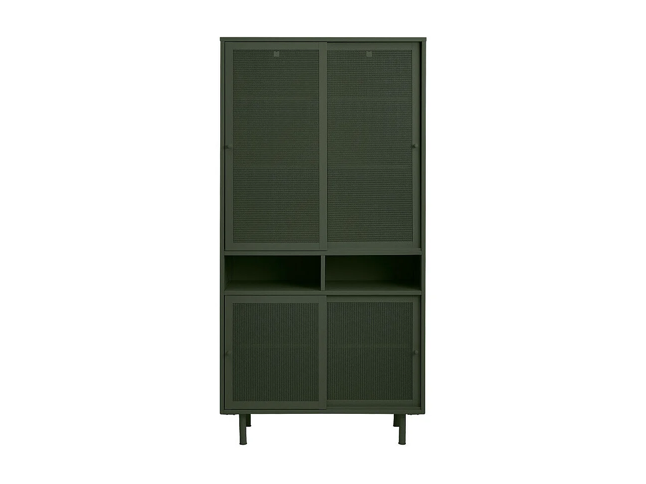 Kiso - Vaisselier 4 portes, 2 niches en métal H180cm - Vert olive