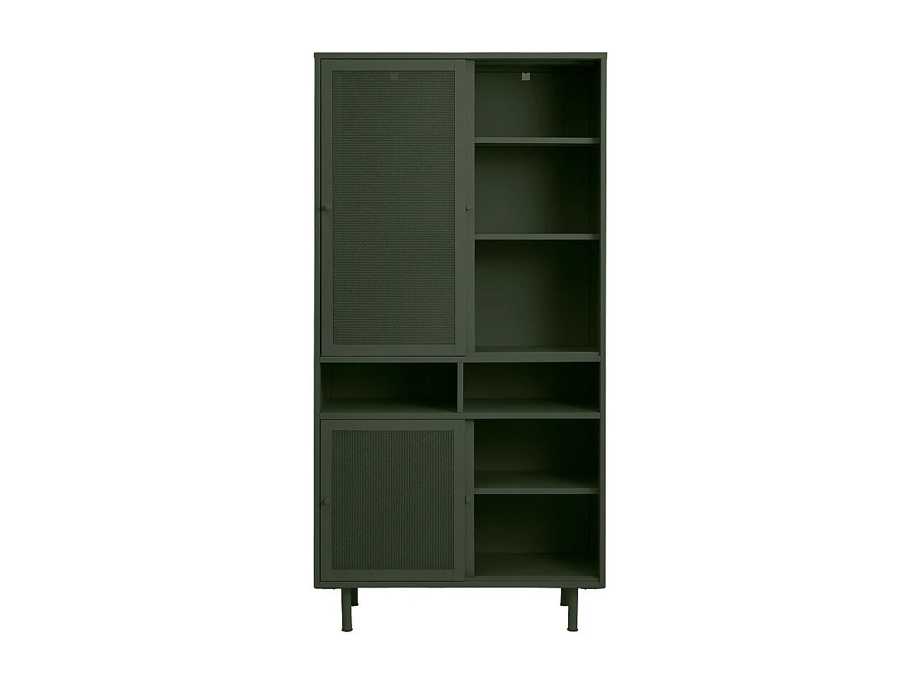 Kiso - Vaisselier 4 portes, 2 niches en métal H180cm - Vert olive