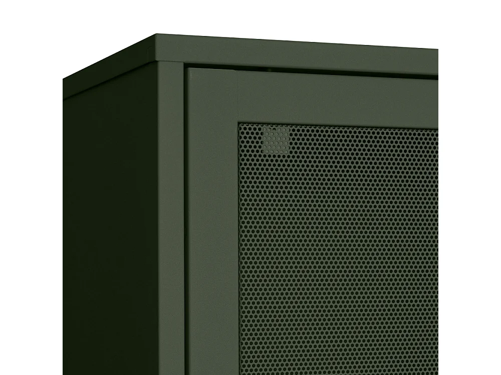 Kiso - Vaisselier 4 portes, 2 niches en métal H180cm - Vert olive