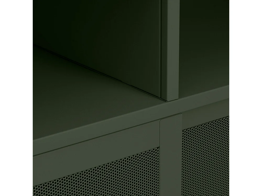 Kiso - Vaisselier 4 portes, 2 niches en métal H180cm - Vert olive