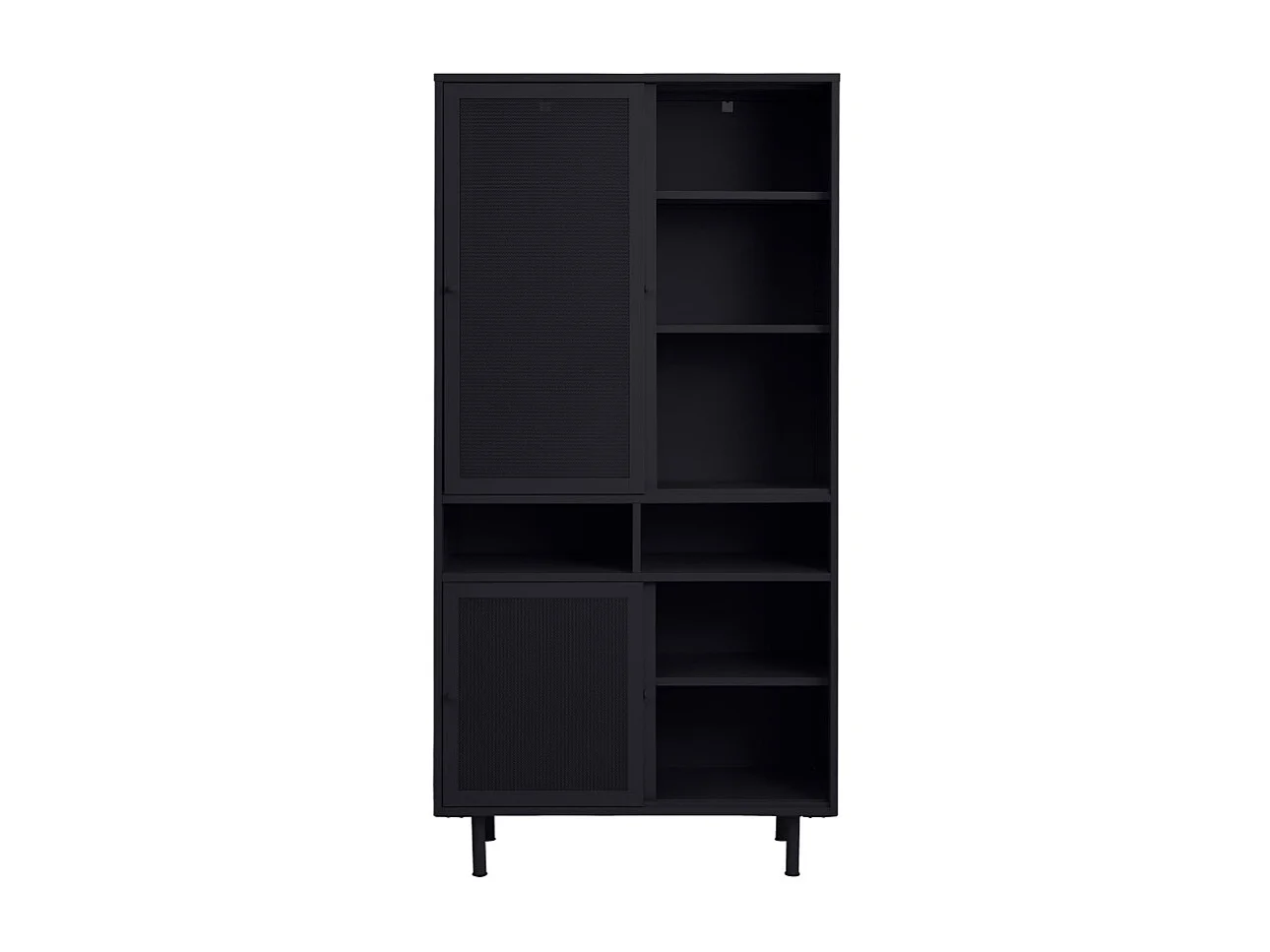 Kiso - Vaisselier 4 portes, 2 niches en métal H180cm - Noir