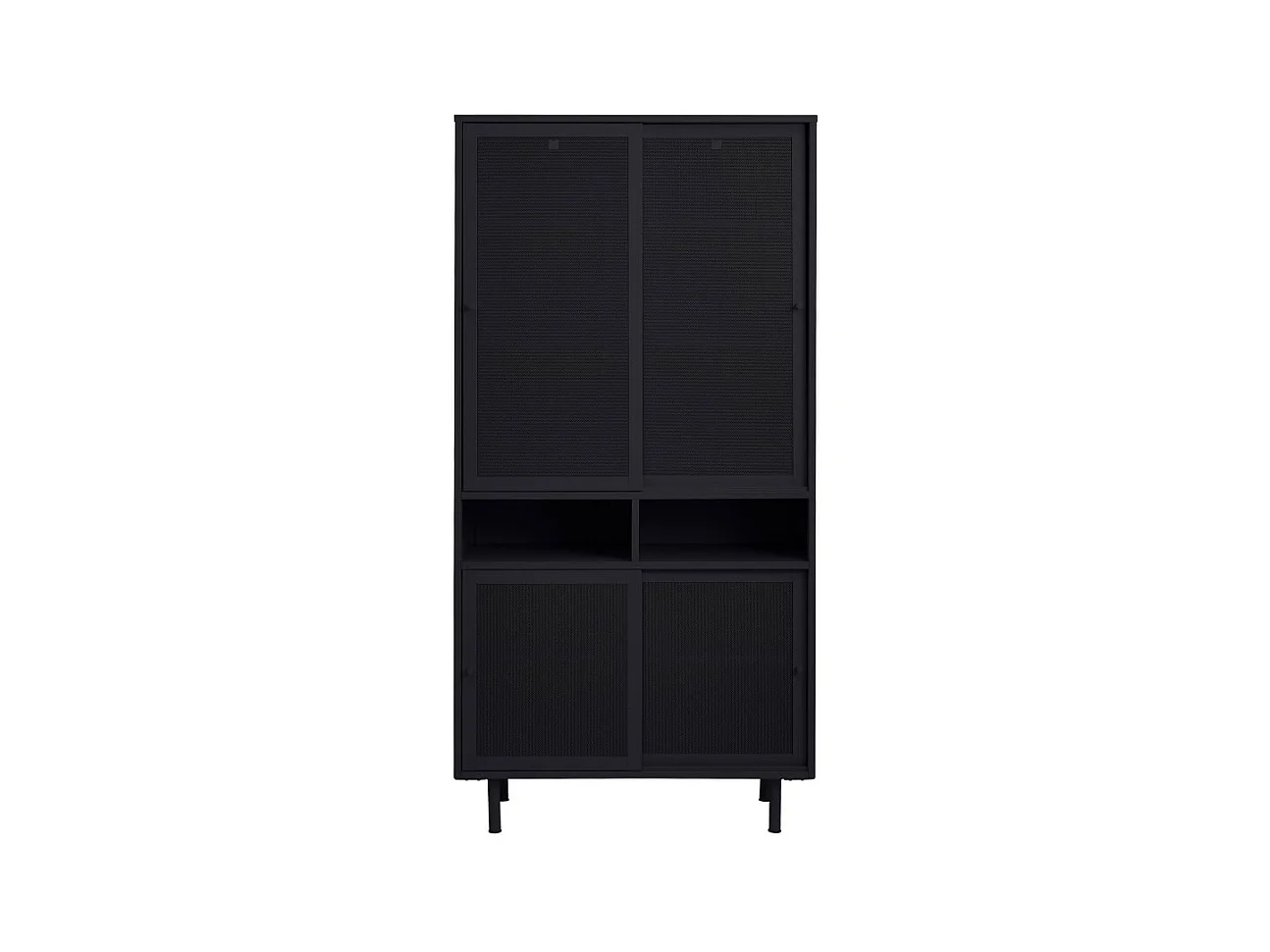 Kiso - Vaisselier 4 portes, 2 niches en métal H180cm - Noir