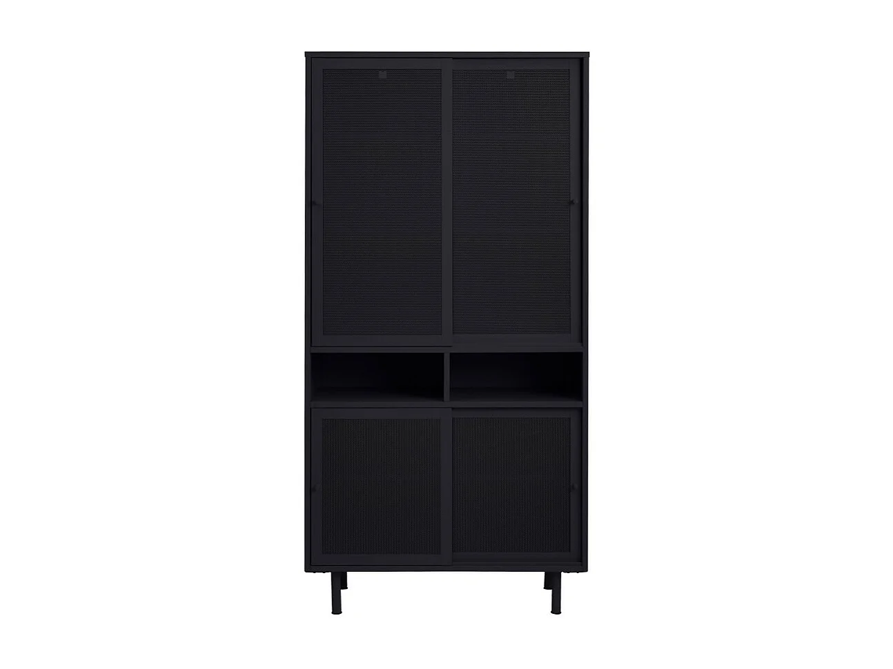 Kiso - Vaisselier 4 portes, 2 niches en métal H180cm - Noir