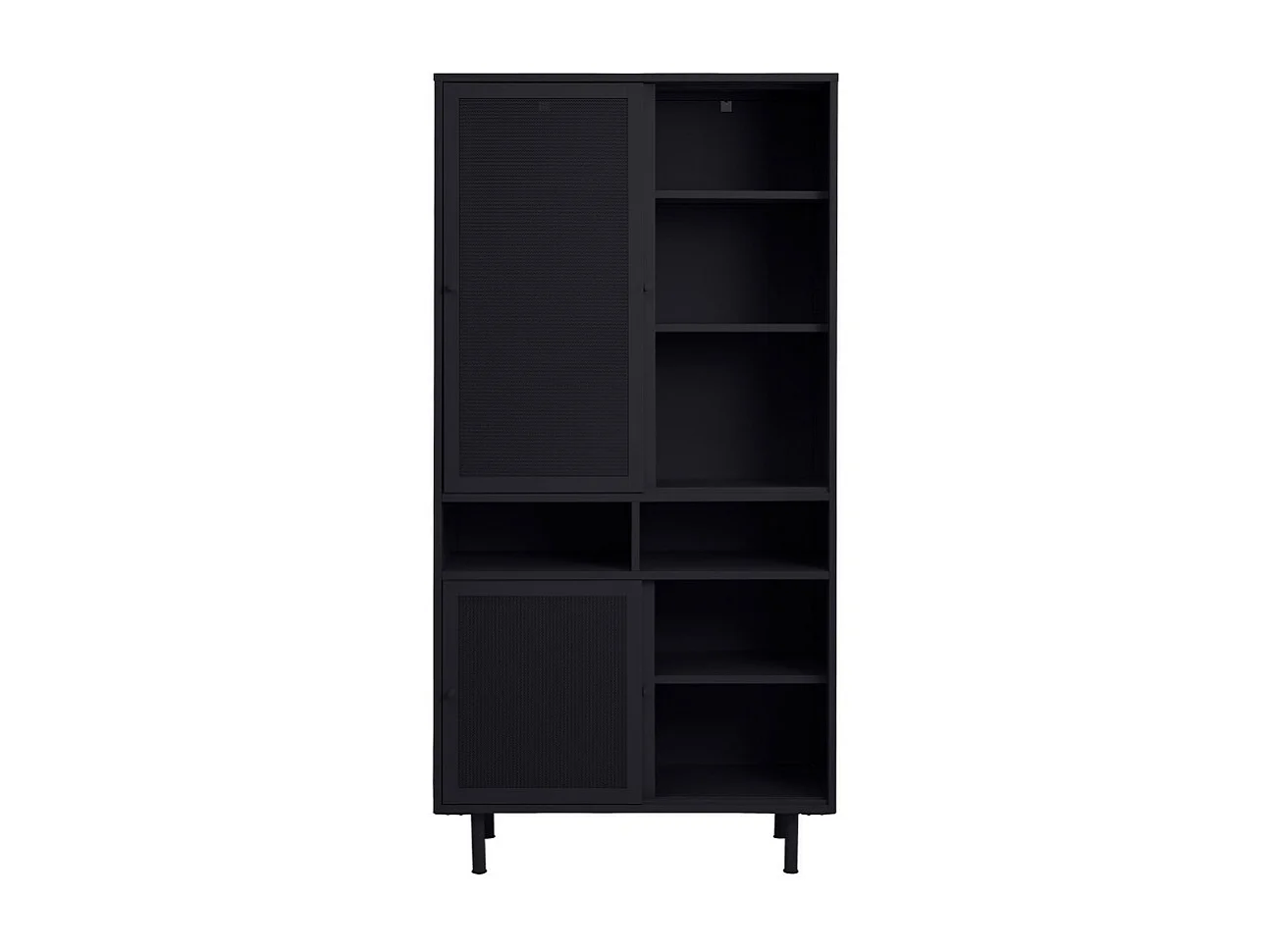 Kiso - Vaisselier 4 portes, 2 niches en métal H180cm - Noir