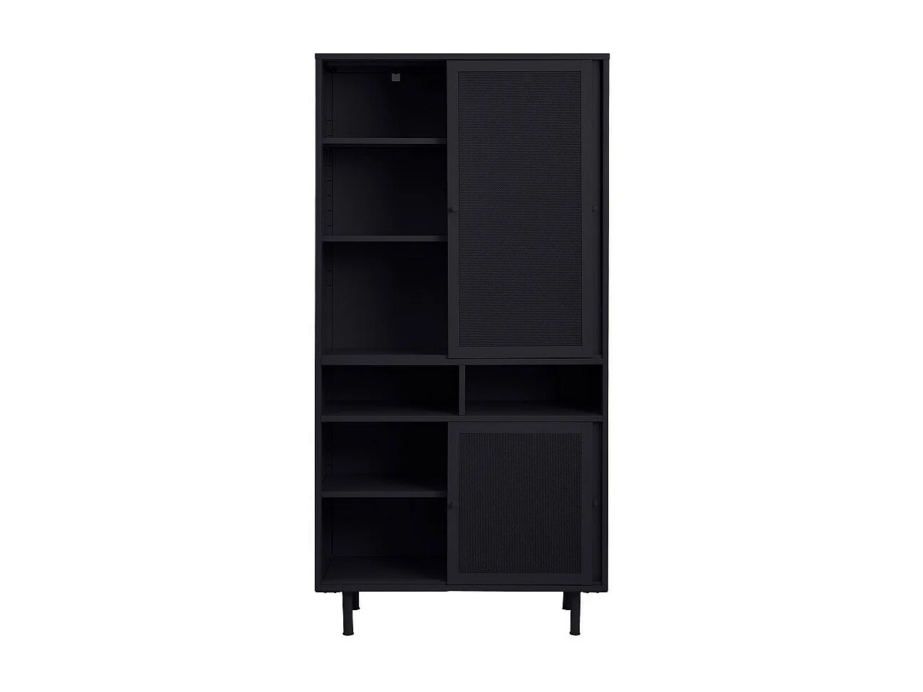 Kiso - Vaisselier 4 portes, 2 niches en métal H180cm - Noir