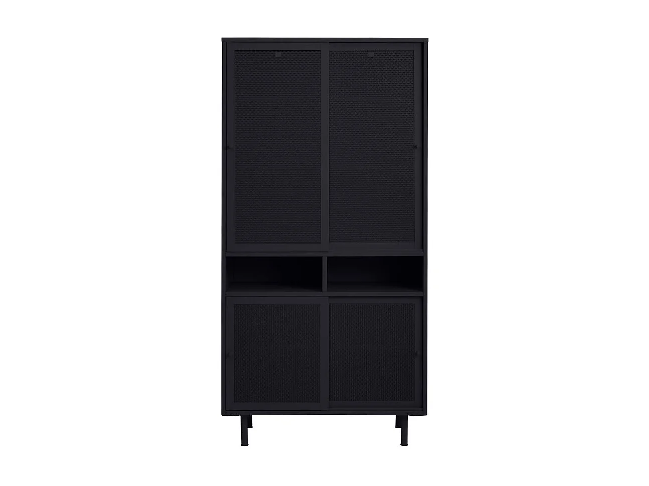 Kiso - Vaisselier 4 portes, 2 niches en métal H180cm - Noir