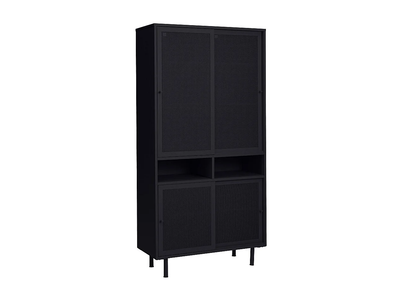 Kiso - Vaisselier 4 portes, 2 niches en métal H180cm - Noir
