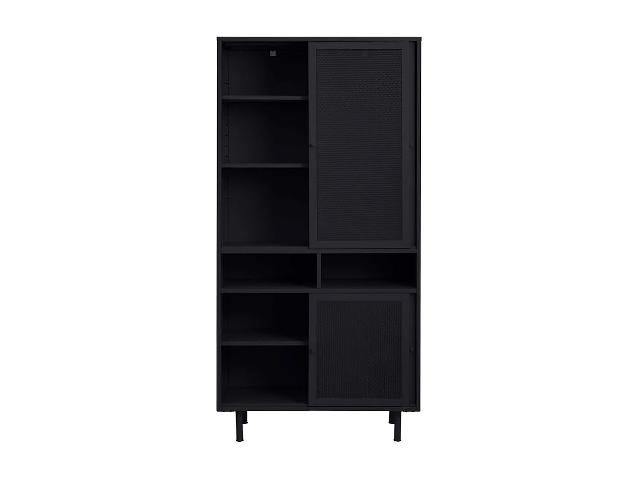 Kiso - Vaisselier 4 portes, 2 niches en métal H180cm - Noir