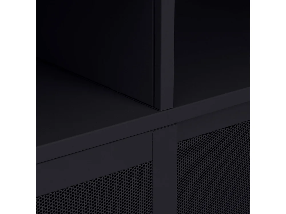 Kiso - Vaisselier 4 portes, 2 niches en métal H180cm - Noir