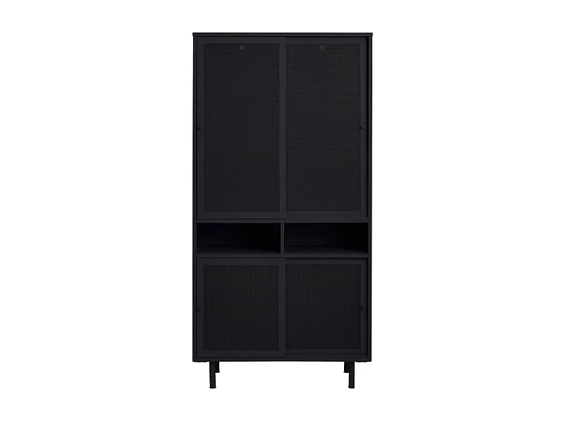Kiso - Vaisselier 4 portes, 2 niches en métal H180cm - Noir