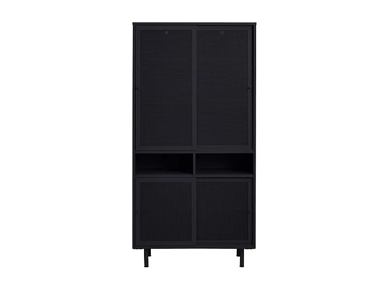 Kiso - Vaisselier 4 portes, 2 niches en métal H180cm - Noir