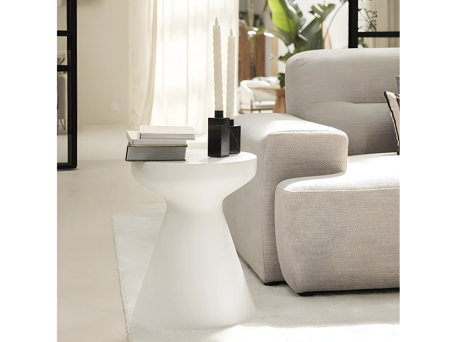 Danli - Tabouret en fibre de ciment H45cm - Blanc