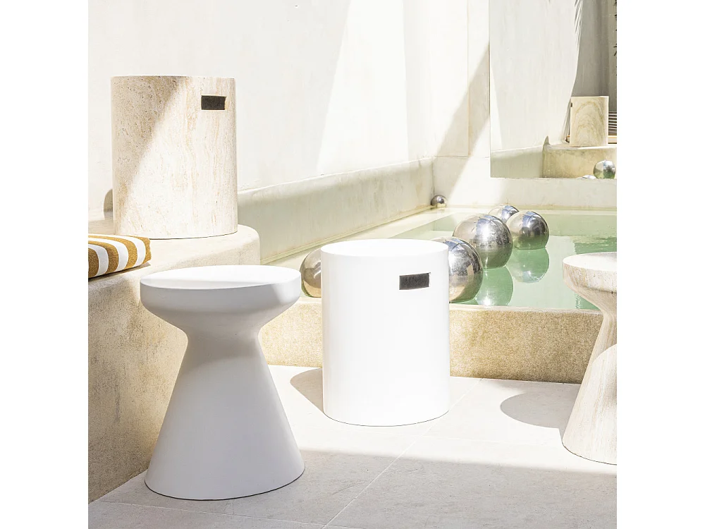 Danli - Tabouret en fibre de ciment H45cm - Blanc