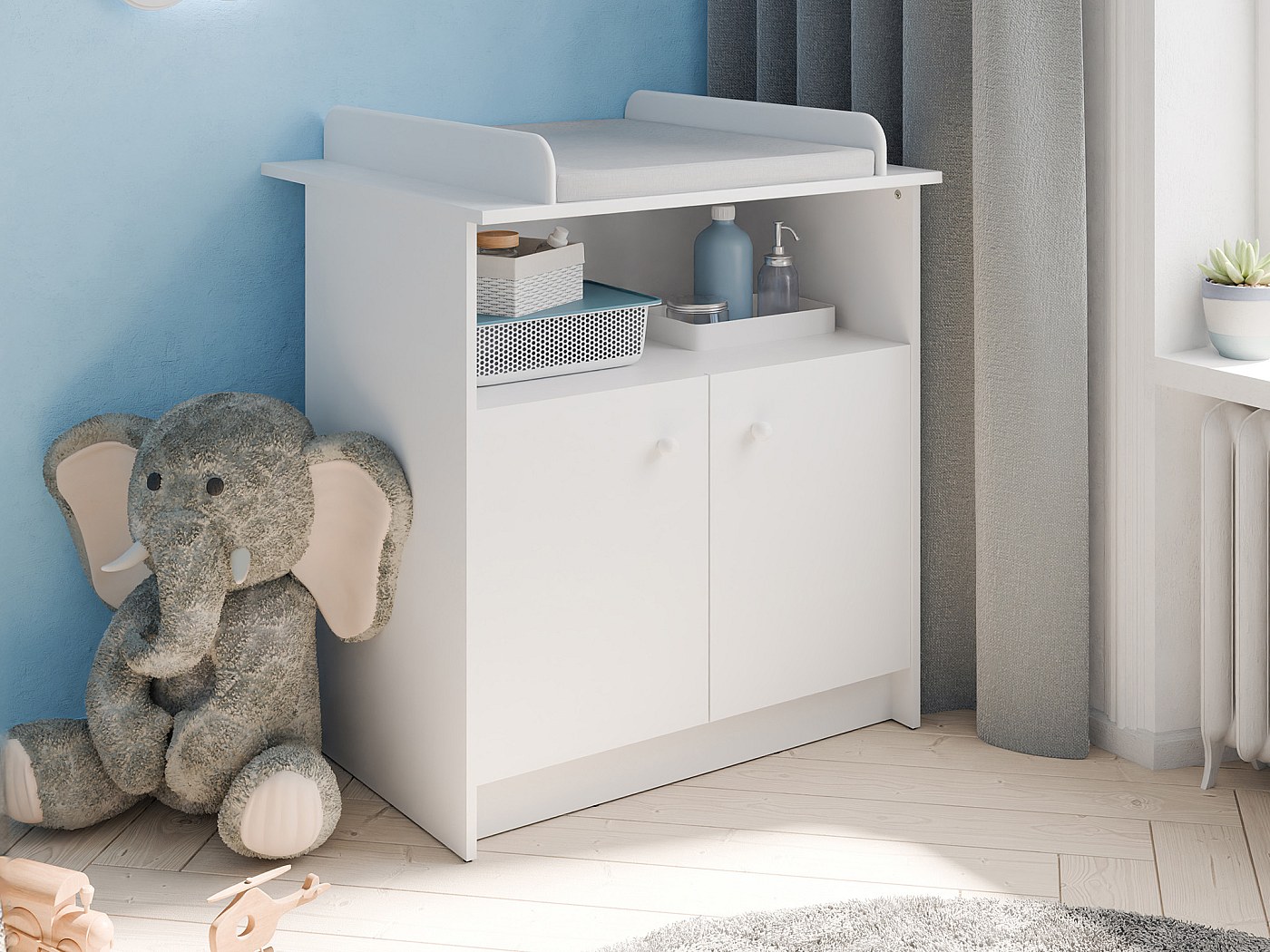 Commode à langer avec 1 placard et 1 niche coloris blanc - NINOTA