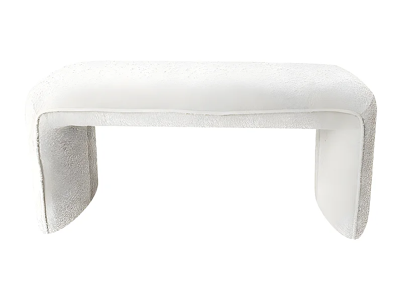 Full XL - Banc rembourré en tissu bouclette L124cm - Blanc