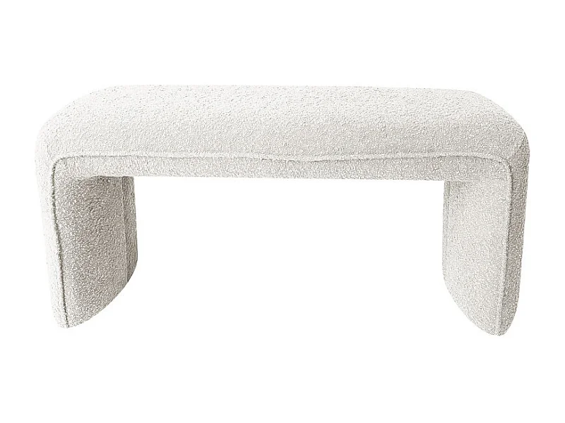 Full XL - Banc rembourré en tissu bouclette L124cm - Blanc