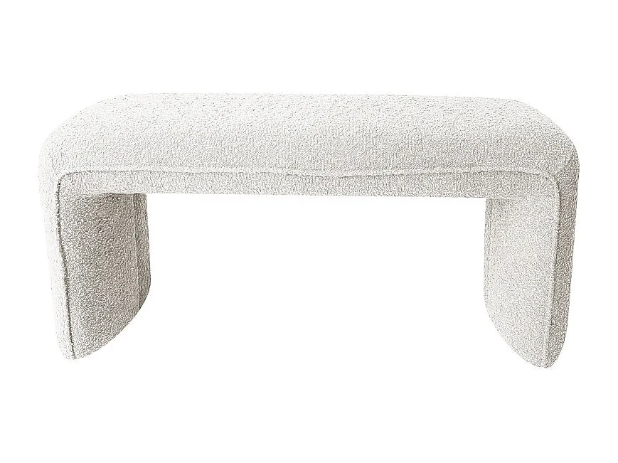 Full XL - Banc rembourré en tissu bouclette L124cm - Blanc