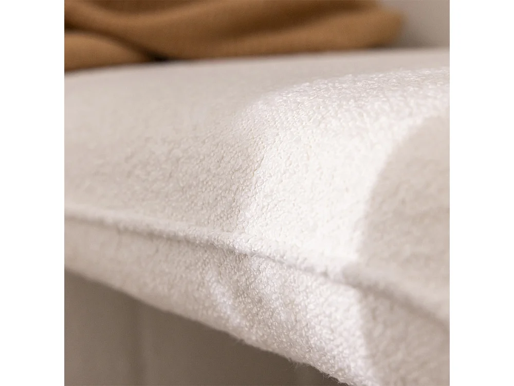 Full XL - Banc rembourré en tissu bouclette L124cm - Blanc