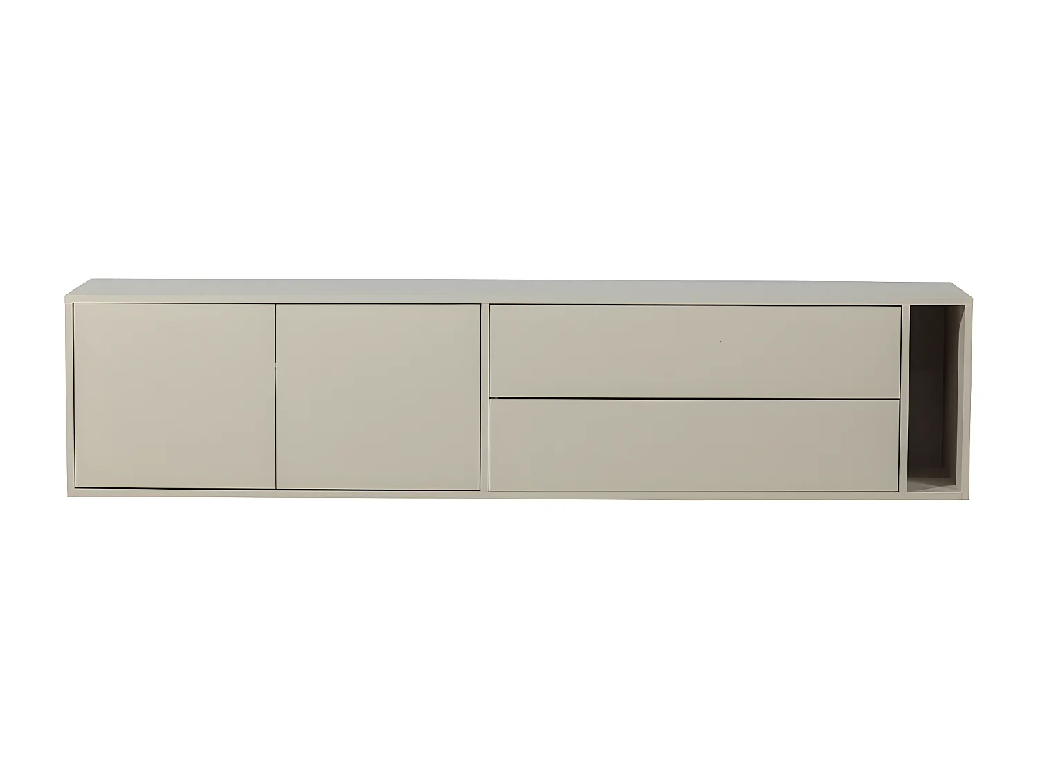 Settle down - Meuble TV 2 portes, 2 tiroirs en bois L200cm - Grège