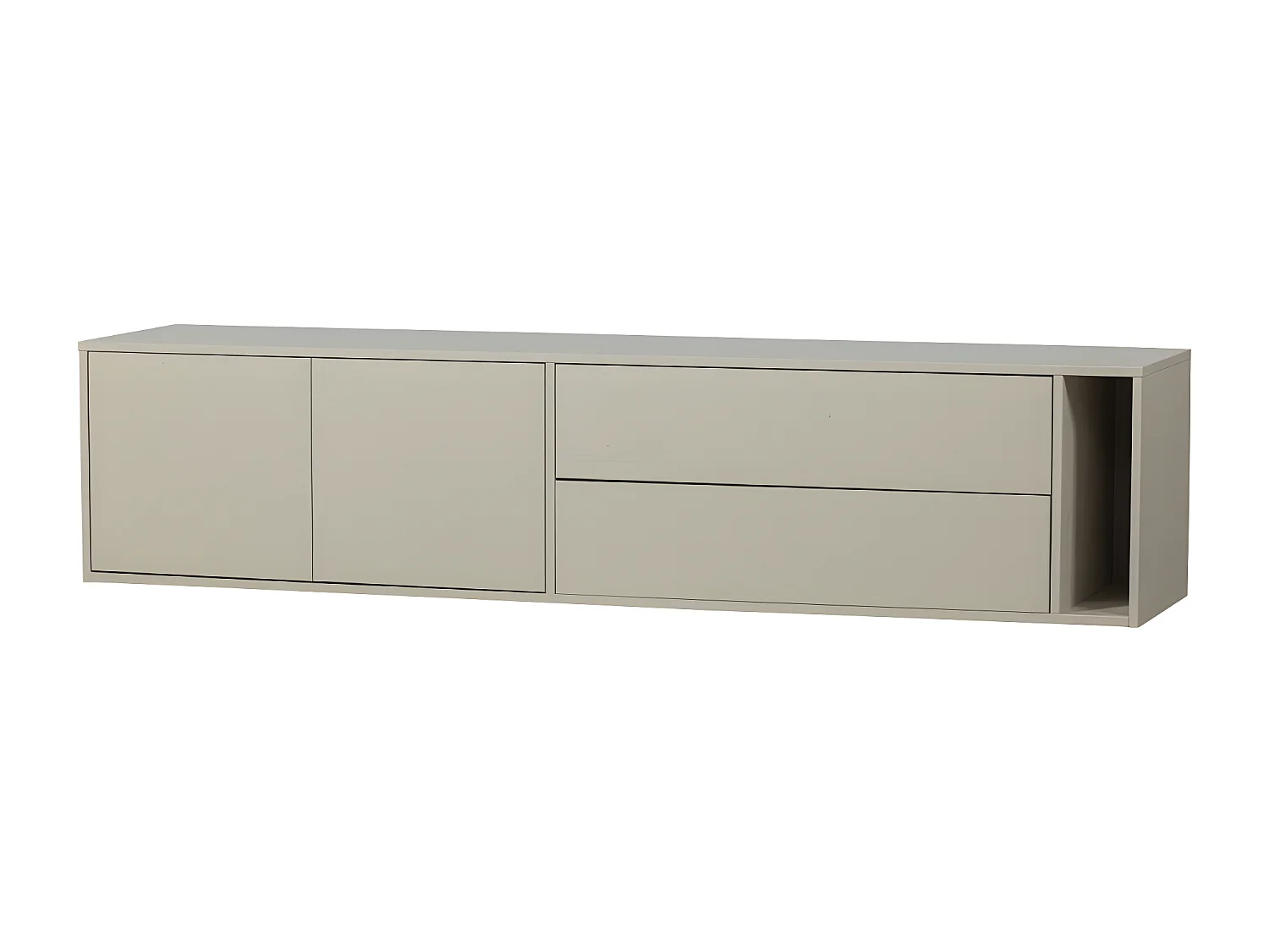 Settle down - Meuble TV 2 portes, 2 tiroirs en bois L200cm - Grège