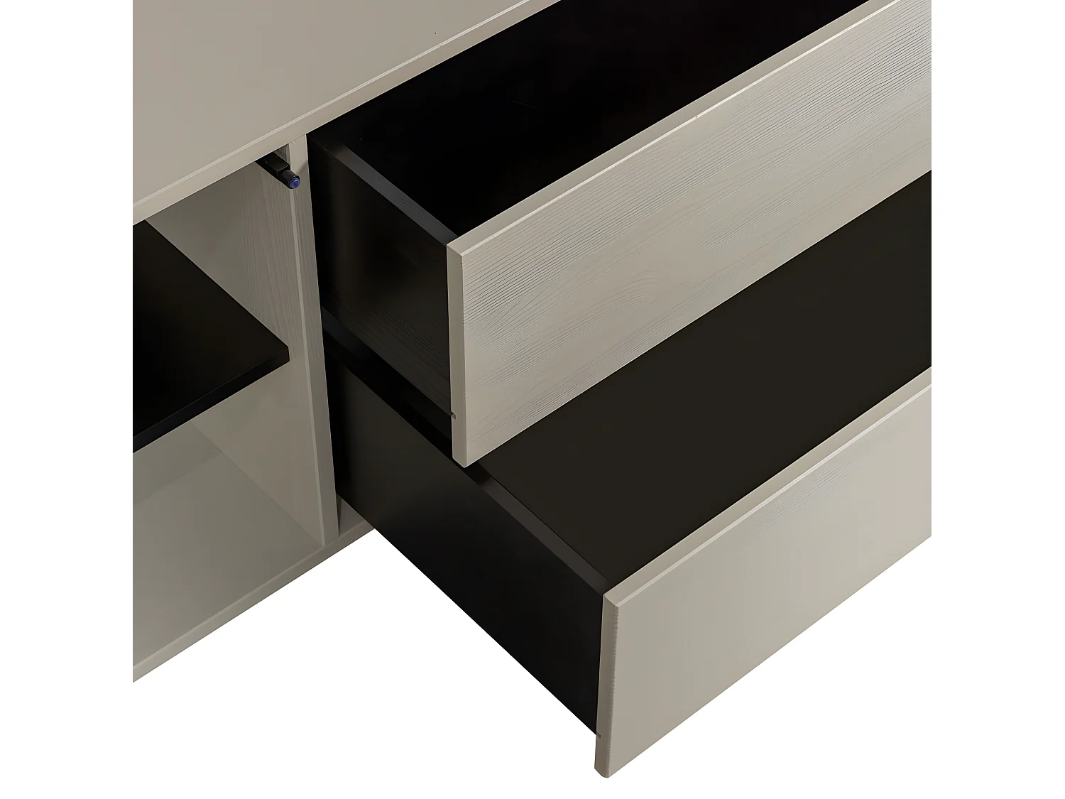 Settle down - Meuble TV 2 portes, 2 tiroirs en bois L200cm - Grège