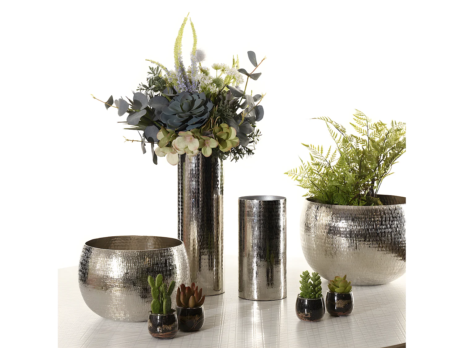 Cache-Pots Sugar - Argenté / 21 cm