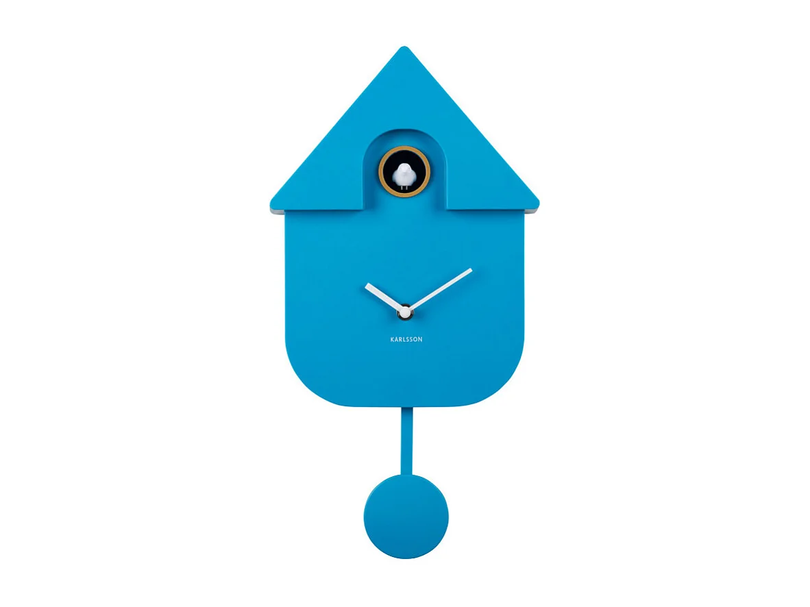 Wandklok Modern Cuckoo - Helderblauw