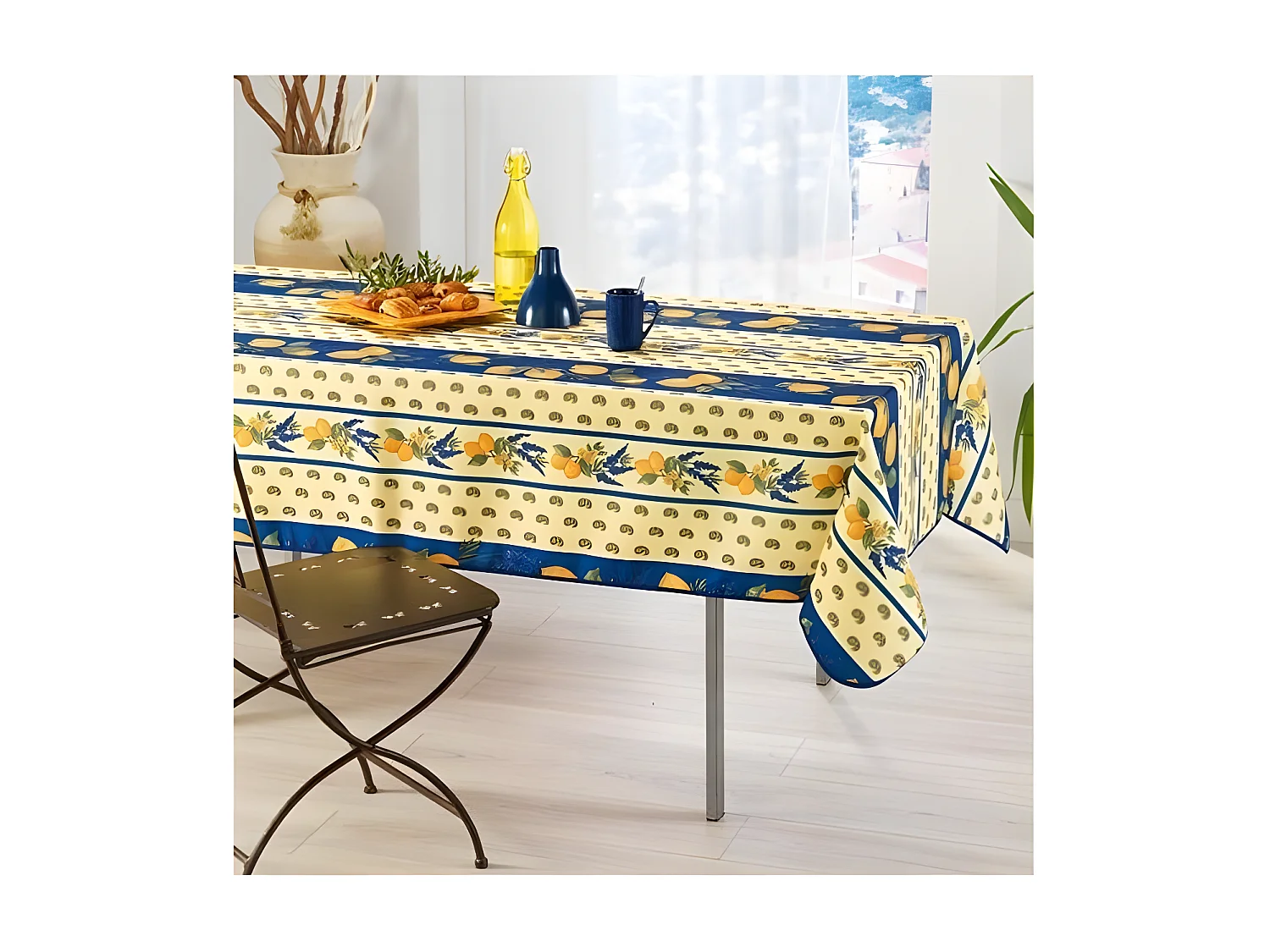Nappe Provençale Rectangle Anti-Tâche 100% Polyester - Citron