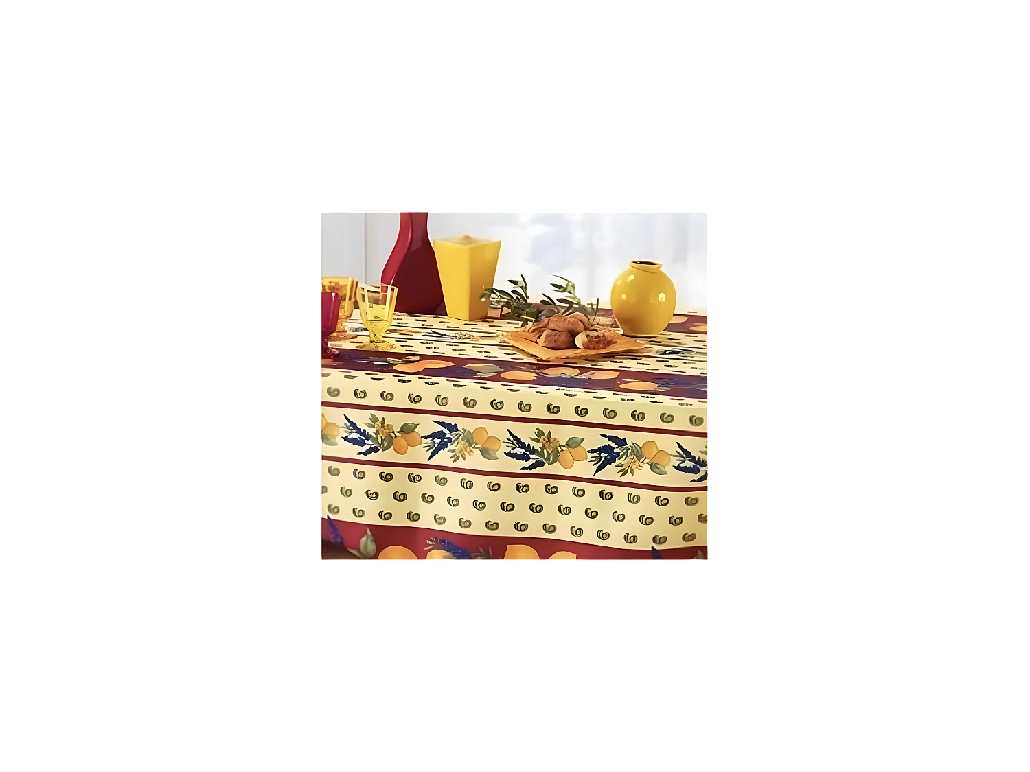 Nappe Provençale Rectangle Anti-Tâche 100% Polyester - Citron