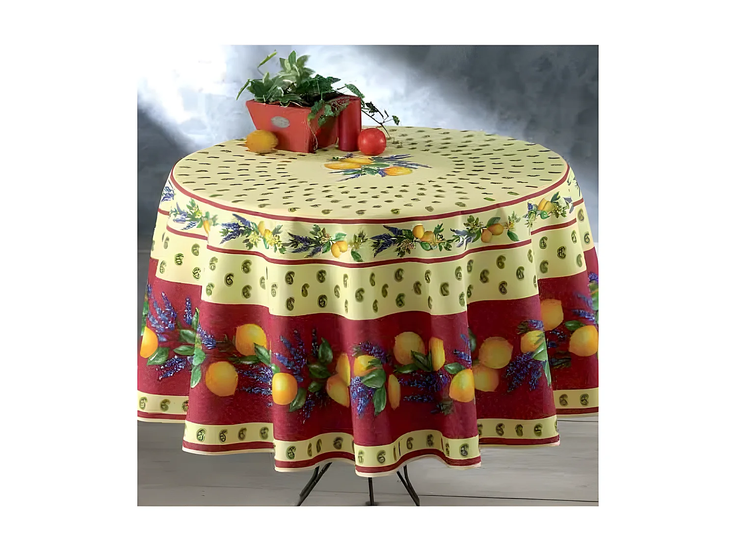 Nappe Provençale Rectangle Anti-Tâche 100% Polyester - Citron