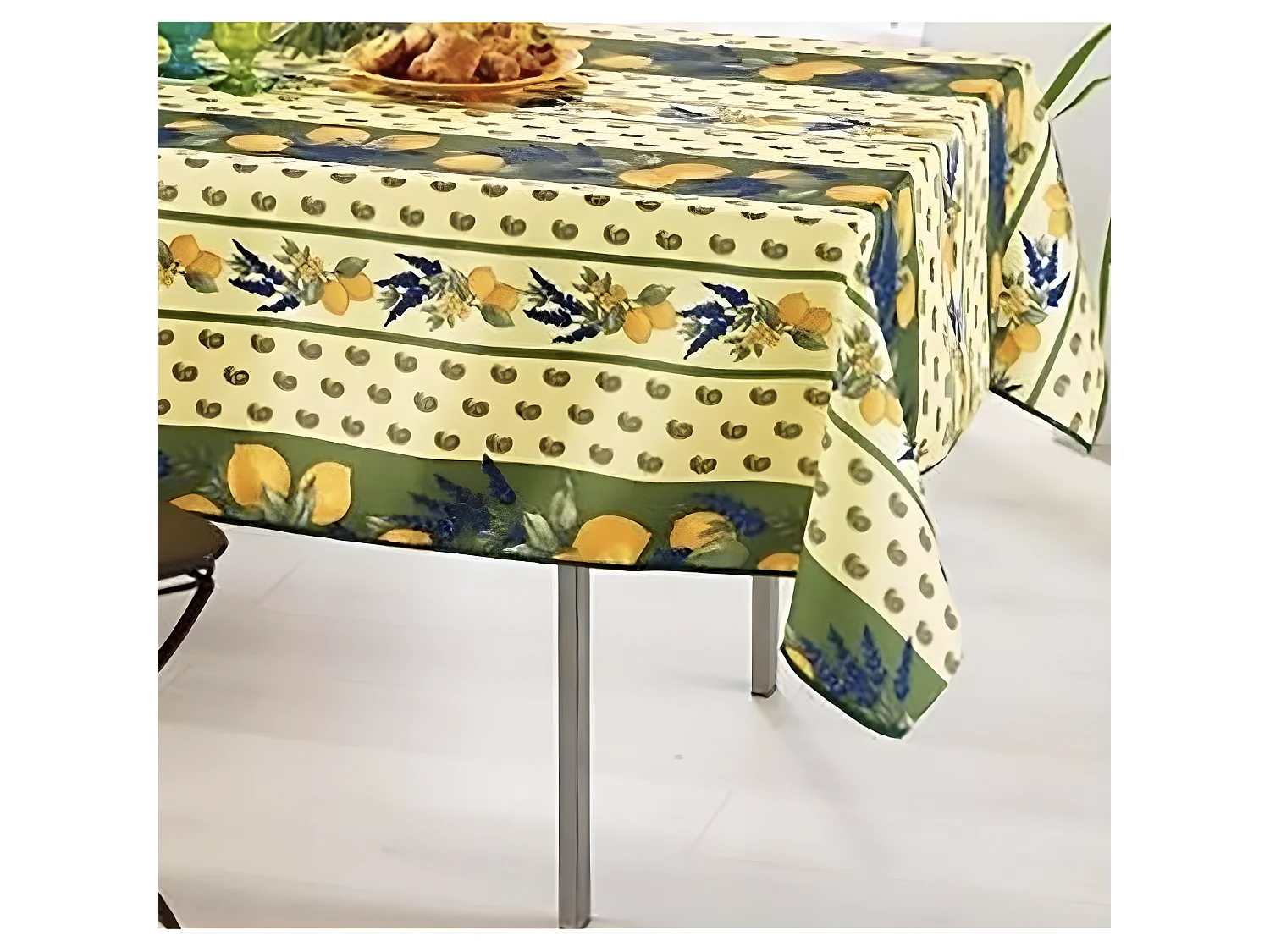 Nappe Provençale Rectangle Anti-Tâche 100% Polyester - Citron
