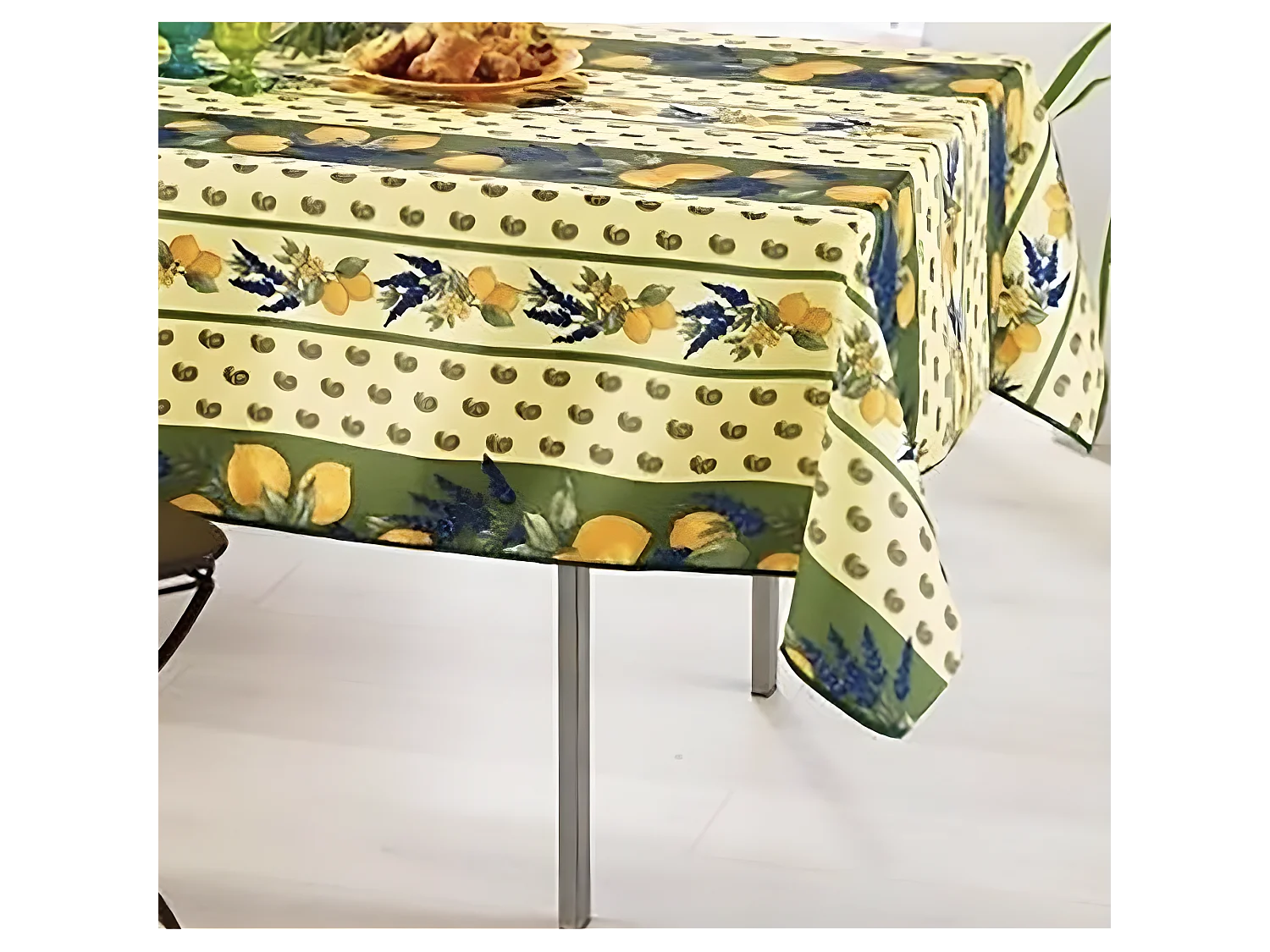 Provençaals rechthoekig of rond vuilafstotend polyester tafelkleed Limegroen 150 x 240 cm