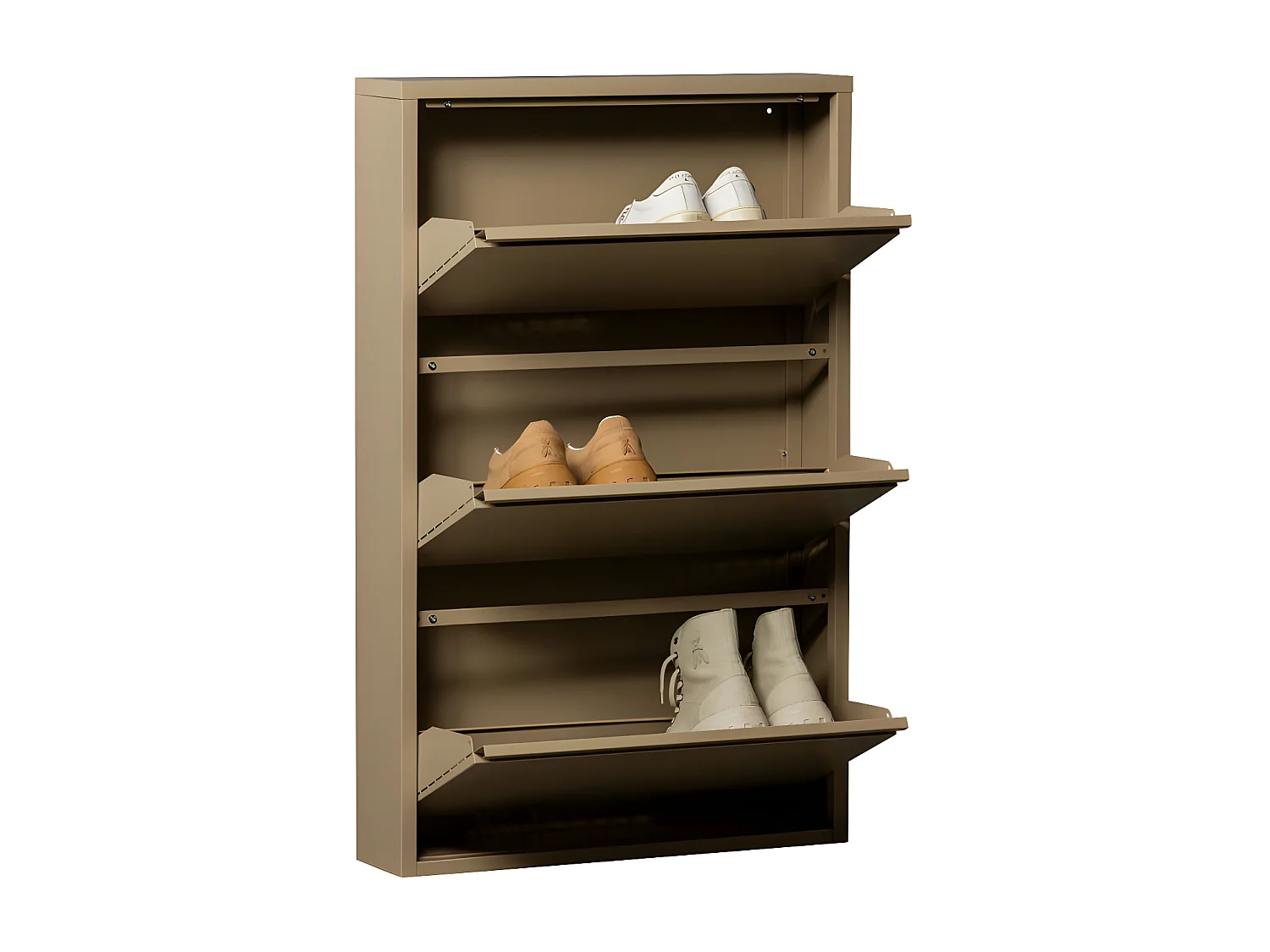 Sabine - Meuble à chaussures 3 portes en métal L66cm - Beige
